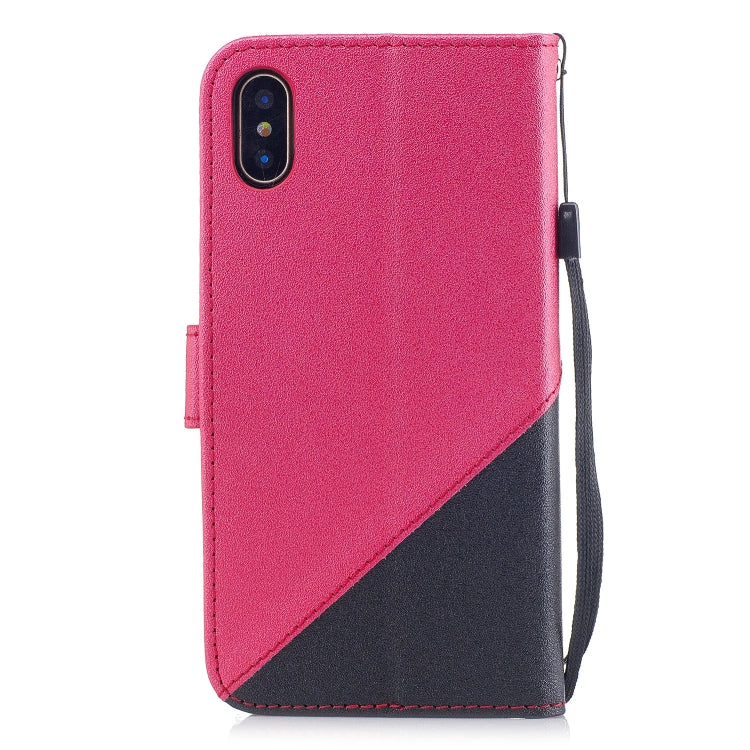 For iPhone X & XS Matching Color Frosted Texture Horizontal Flip PU Leather Case with Holder & Card Slots & Lanyard