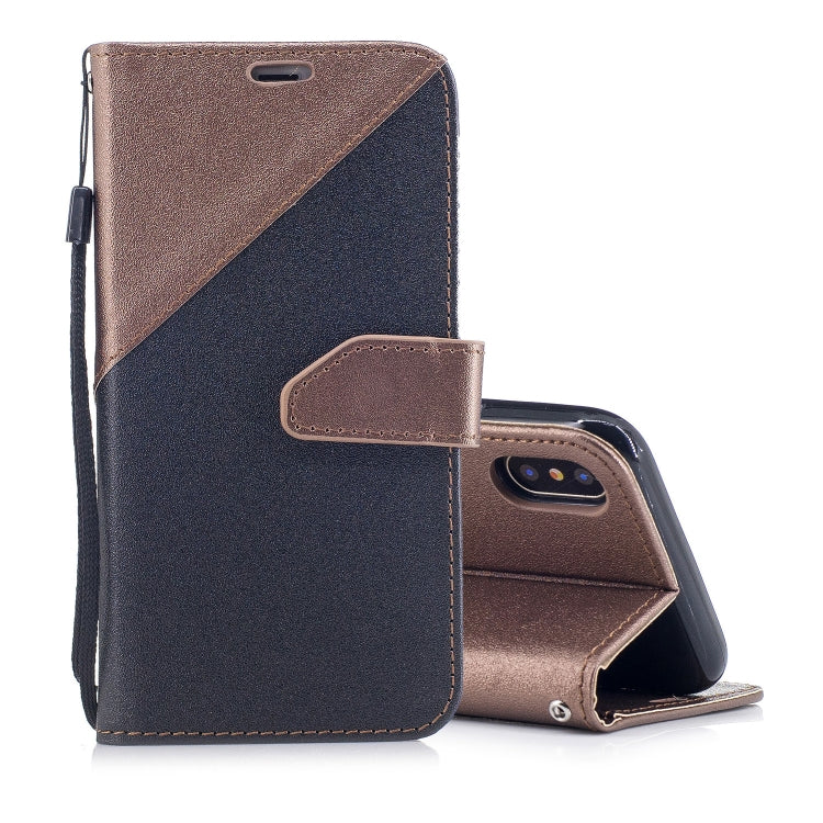 For iPhone X & XS Matching Color Frosted Texture Horizontal Flip PU Leather Case with Holder & Card Slots & Lanyard