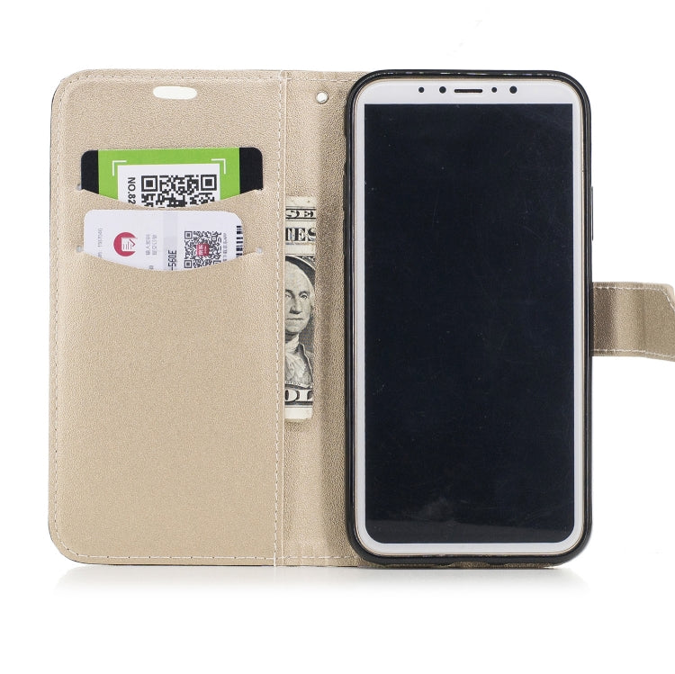 For iPhone X & XS Matching Color Frosted Texture Horizontal Flip PU Leather Case with Holder & Card Slots & Lanyard