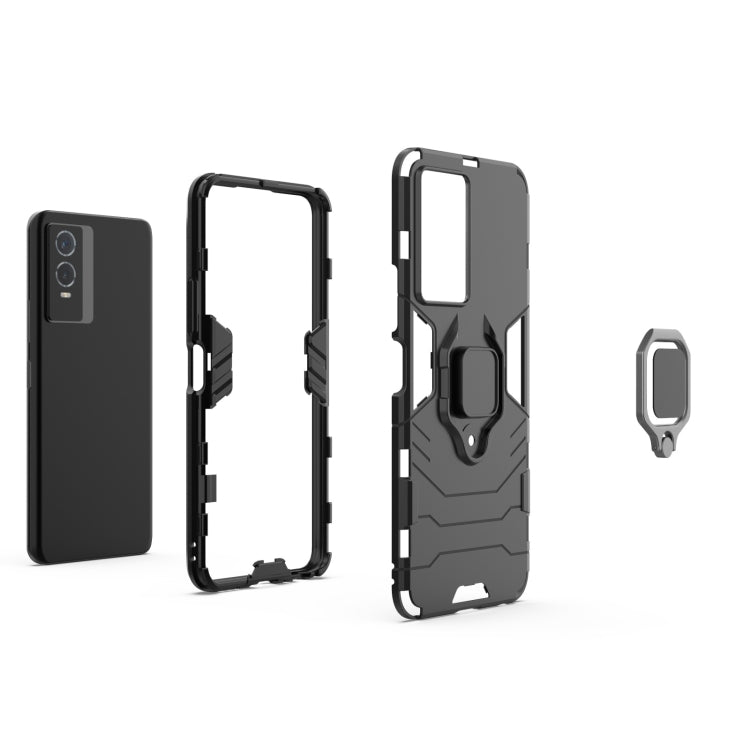 For vivo Y76s 5G Shockproof PC + TPU Holder Phone Case