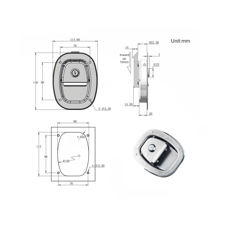 A1607 RV Oval Plane Baffle Door Lock Toolbox Lock