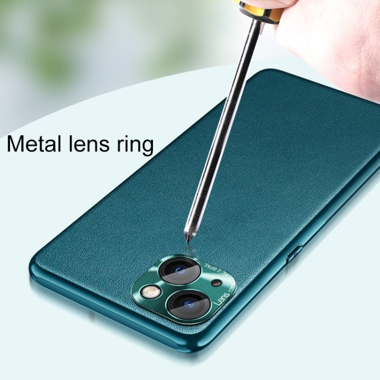 For iPhone 13 Plain Skin Leather Case