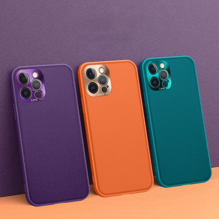 For iPhone 12 mini Plain Skin Leather Case