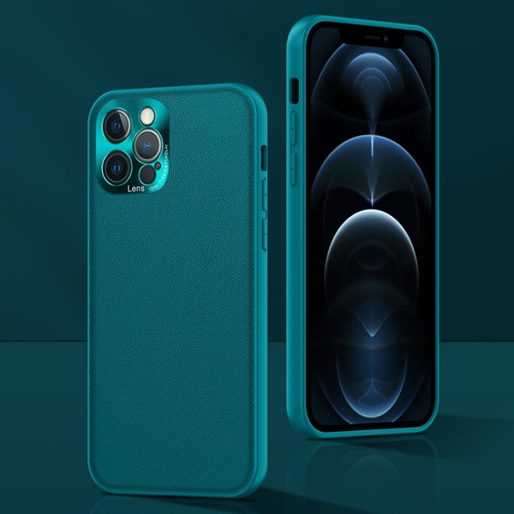 For iPhone 12 Pro Plain Skin Leather Case