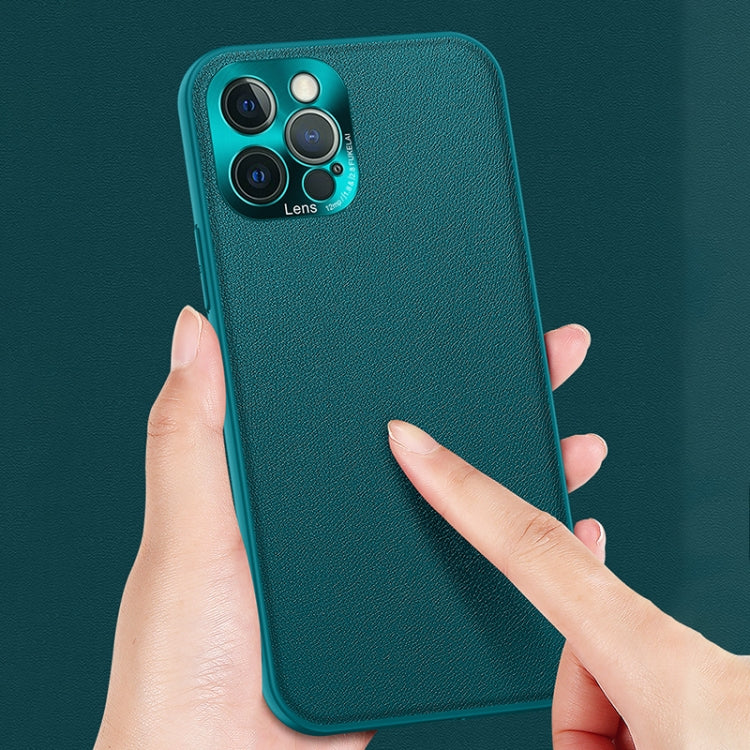 For iPhone 12 Pro Max Plain Skin Leather Case