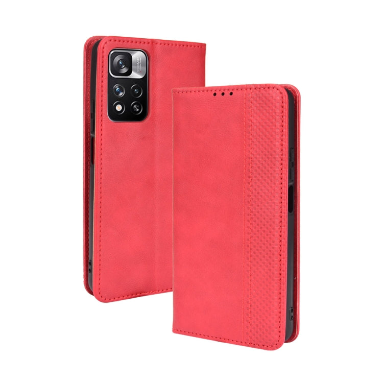 For Xiaomi Redmi Note 11 Pro / 11 Pro+ Magnetic Buckle Retro Texture Leather Case