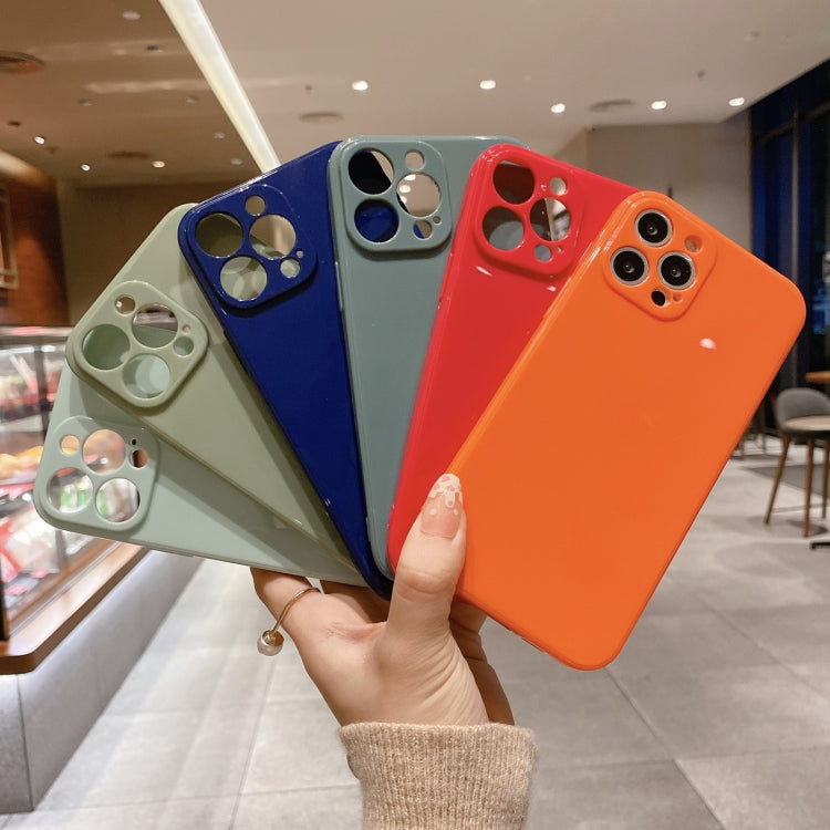 For iPhone 12 Glossy Straight-Edge TPU Phone Case