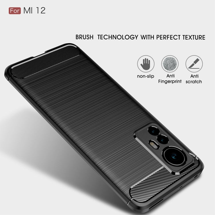 For Xiaomi 12 5G Brushed Texture Carbon Fiber TPU Phone Case