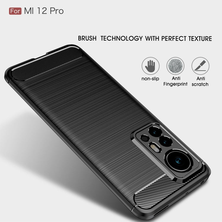 For Xiaomi 12 Pro 5G Brushed Texture Carbon Fiber TPU Phone Case