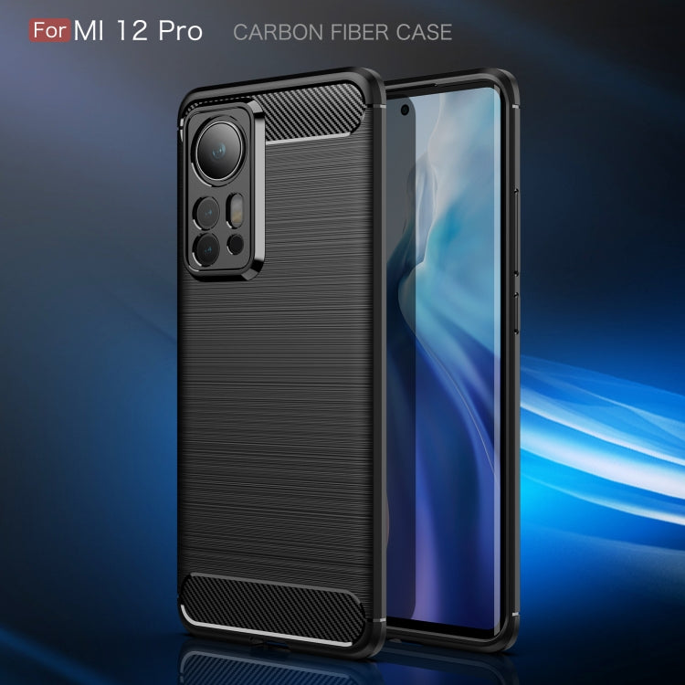For Xiaomi 12 Pro 5G Brushed Texture Carbon Fiber TPU Phone Case