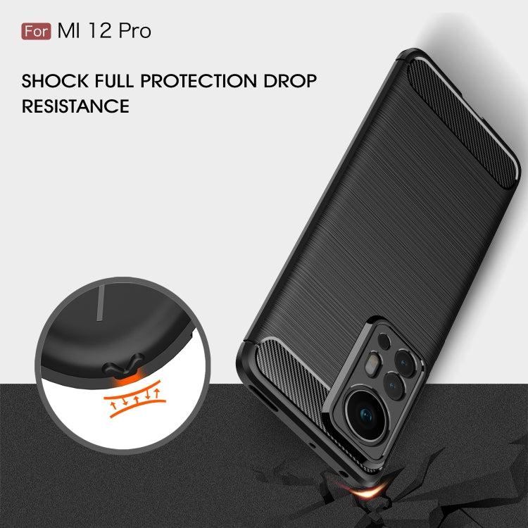 For Xiaomi 12 Pro 5G Brushed Texture Carbon Fiber TPU Phone Case