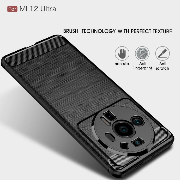 For Xiaomi Mi 12 Ultra 5G Brushed Texture Carbon Fiber TPU Phone Case