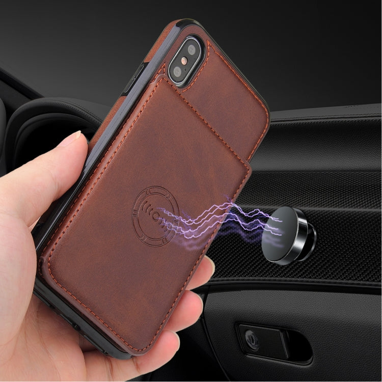 For iPhone XR Calf Texture Magnetic Case