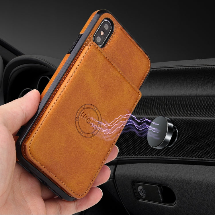 For iPhone XR Calf Texture Magnetic Case