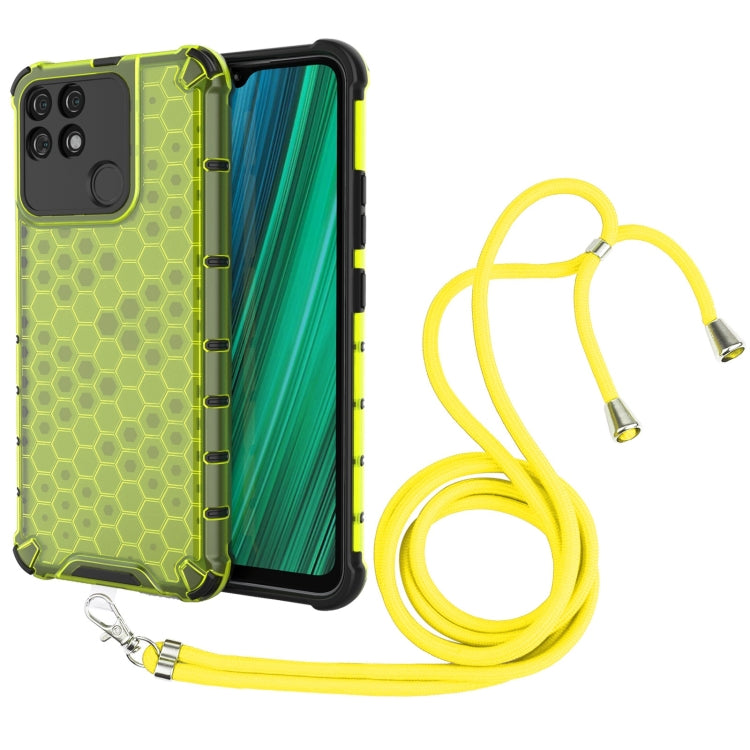 For OPPO Realme Narzo 50A Lanyard Honeycomb PC + TPU Case