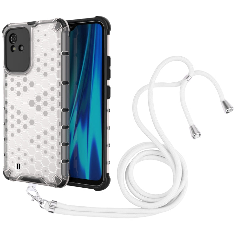 For OPPO Realme Narzo 50i Lanyard Honeycomb PC + TPU Case