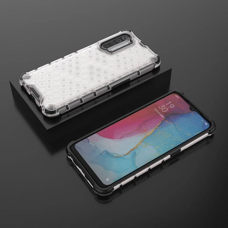 For OPPO Reno3 Lanyard Honeycomb PC + TPU Case