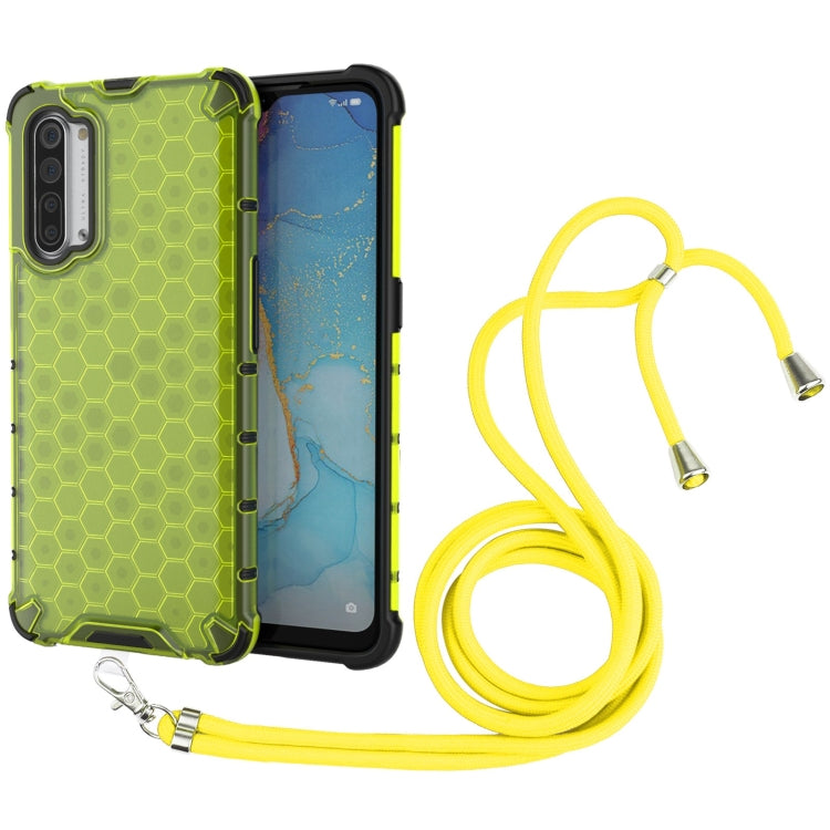 For OPPO Reno3 Lanyard Honeycomb PC + TPU Case