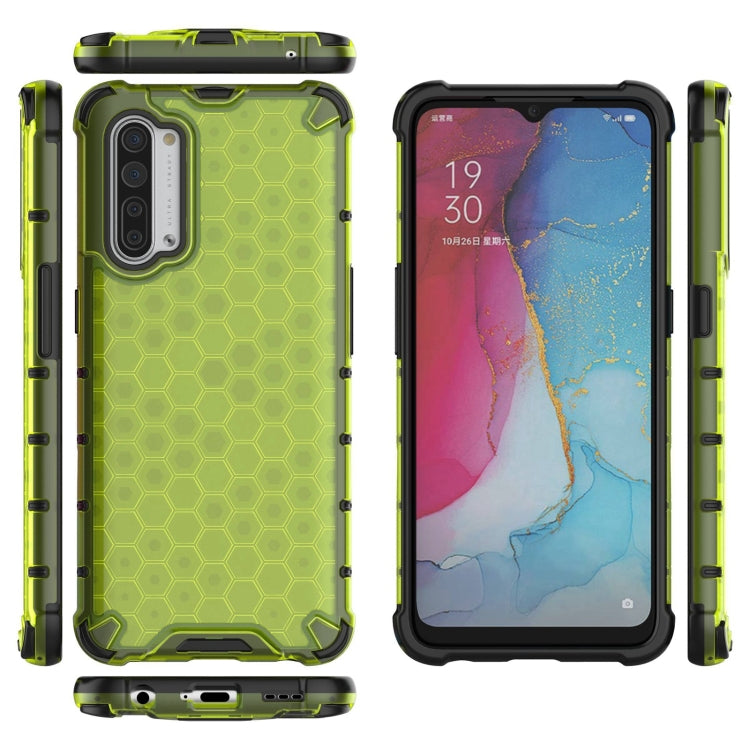 For OPPO Reno3 Lanyard Honeycomb PC + TPU Case
