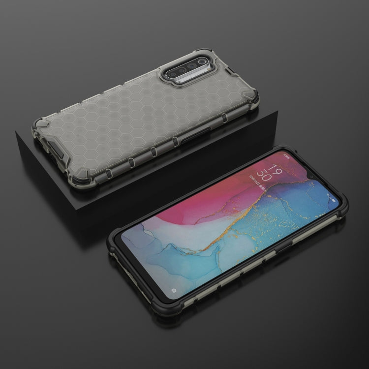 For OPPO Reno3 Lanyard Honeycomb PC + TPU Case