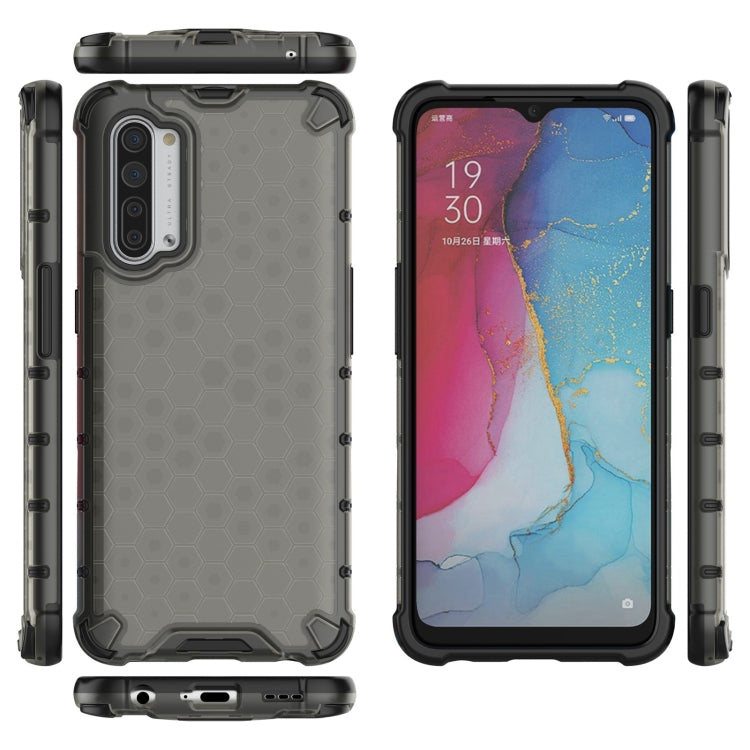 For OPPO Reno3 Lanyard Honeycomb PC + TPU Case