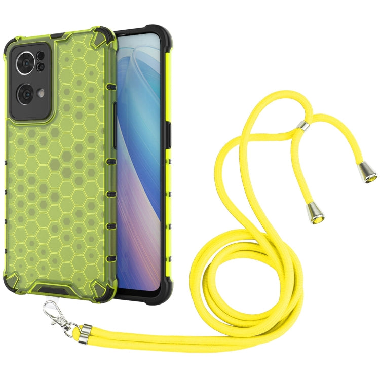 For OPPO Reno7 Pro 5G Lanyard Honeycomb PC + TPU Case