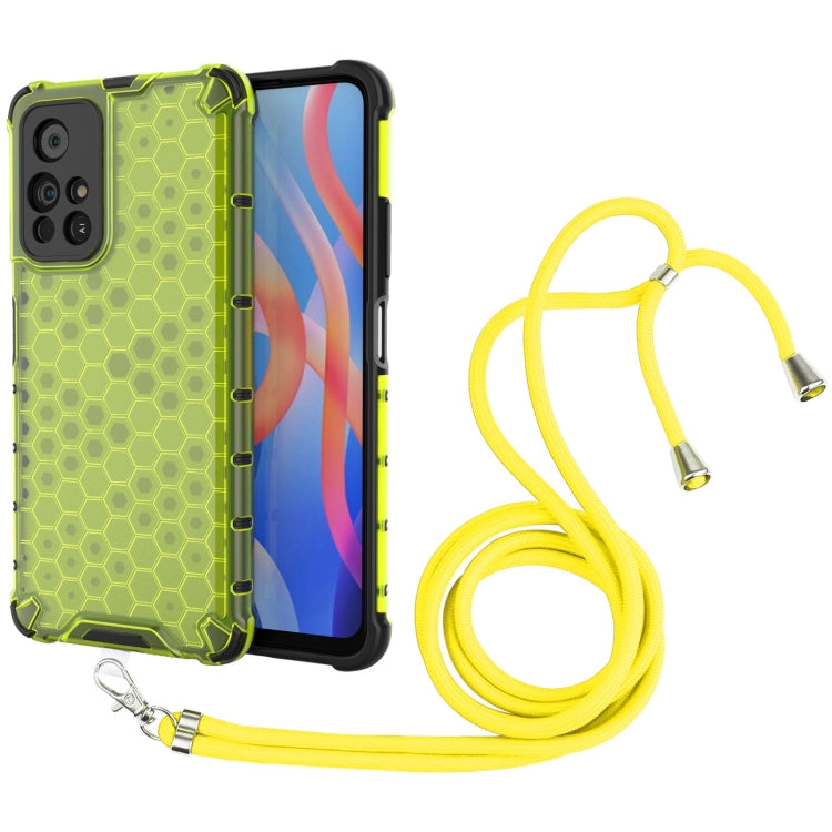 For Xiaomi Redmi Note 11 5G / Note 11T 5G / Poco M4 Pro 5G Lanyard Honeycomb PC + TPU Case