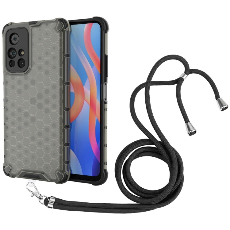For Xiaomi Redmi Note 11 5G / Note 11T 5G / Poco M4 Pro 5G Lanyard Honeycomb PC + TPU Case