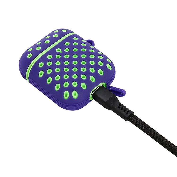 For AirPods 1/2 Bicolor Honeycomb Silicone Earphone Protective Case