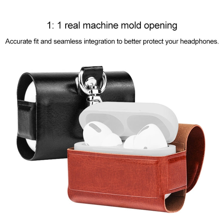 For AirPods Pro Vissko Leather Wireless Earphone Protective Case with Hook