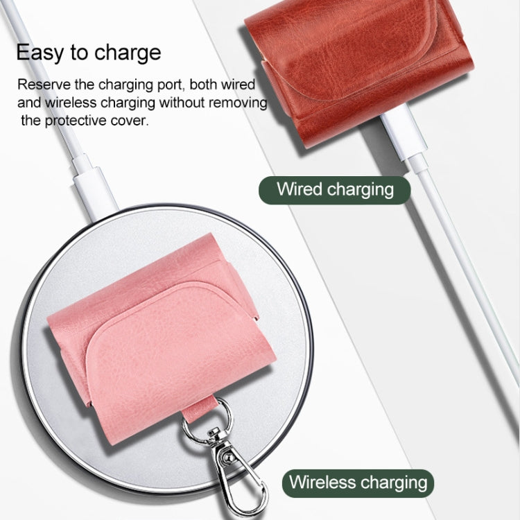 For AirPods Pro Vissko Leather Wireless Earphone Protective Case with Hook