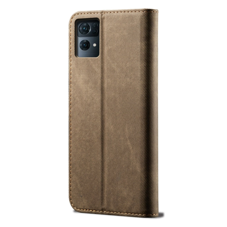 For OPPO Reno7 Pro 5G Denim Texture Casual Style Leather Phone Case