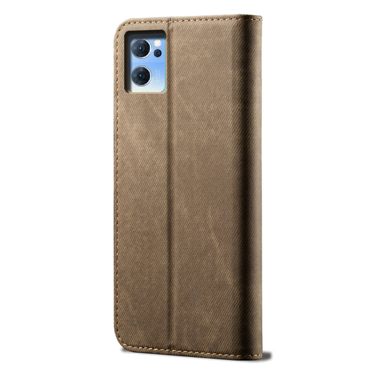 For OPPO Reno7 SE 5G Denim Texture Casual Style Leather Phone Case