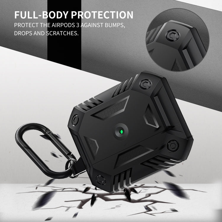 Silicone Earphone Protective Case with Hook For AirPods 3(Black)