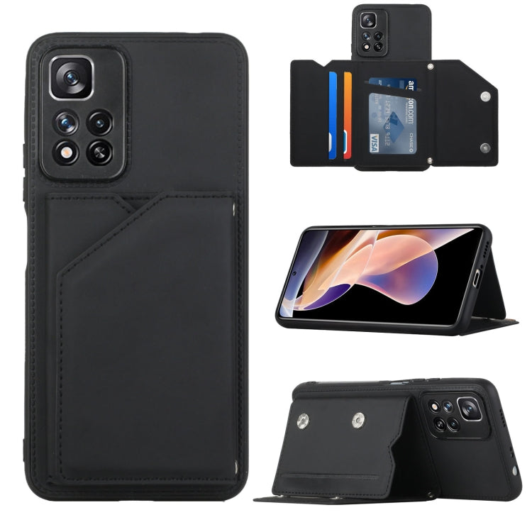 For Xiaomi Redmi Note 11 Pro Skin Feel PU + TPU + PC Phone Case with Card Slots