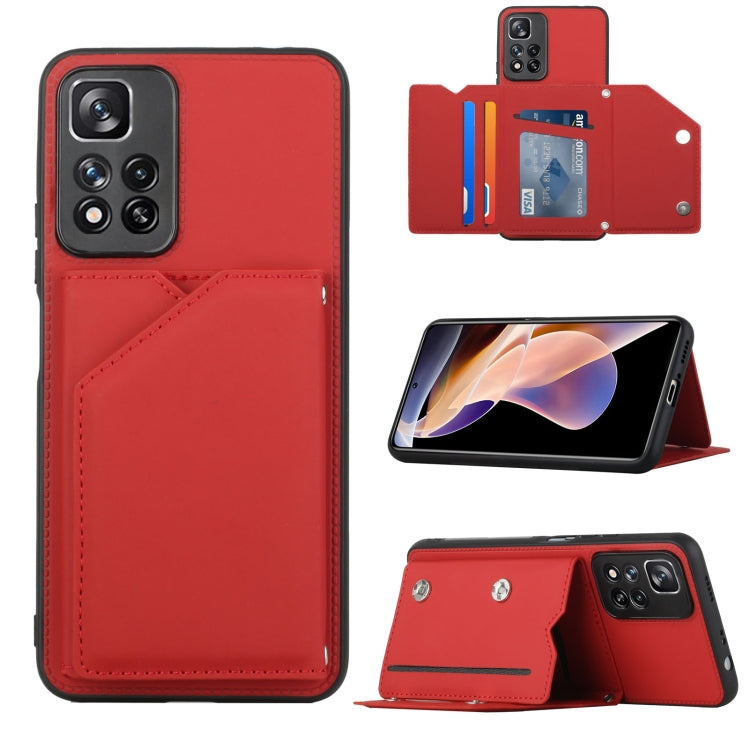 For Xiaomi Redmi Note 11 Pro Skin Feel PU + TPU + PC Phone Case with Card Slots