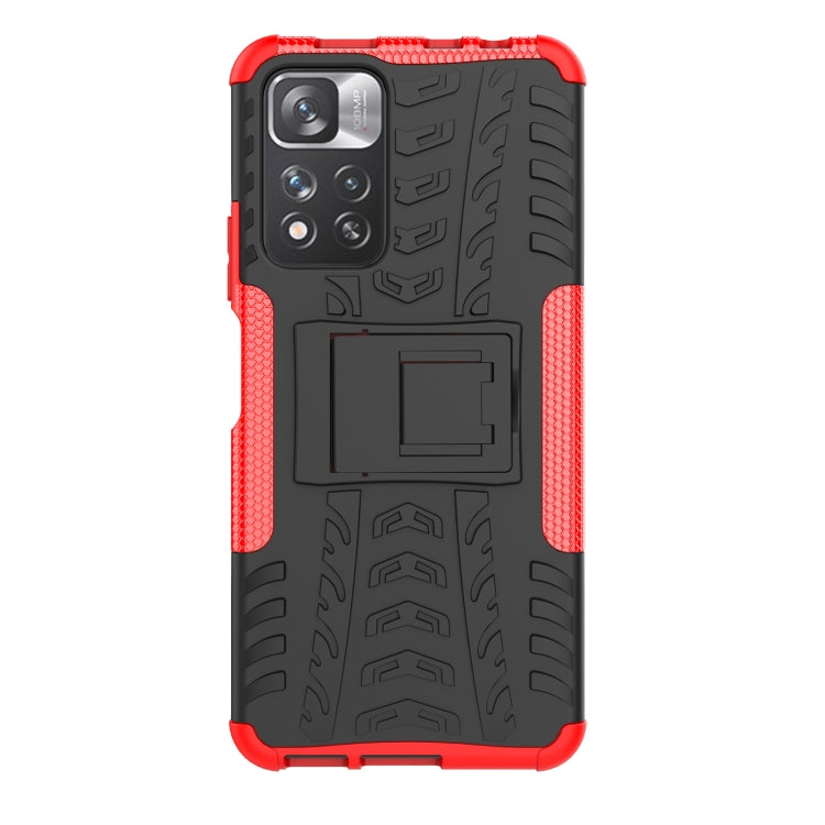 For Xiaomi Redmi Note 11 Pro (China) Tire Texture TPU + PC Phone Case with Holder