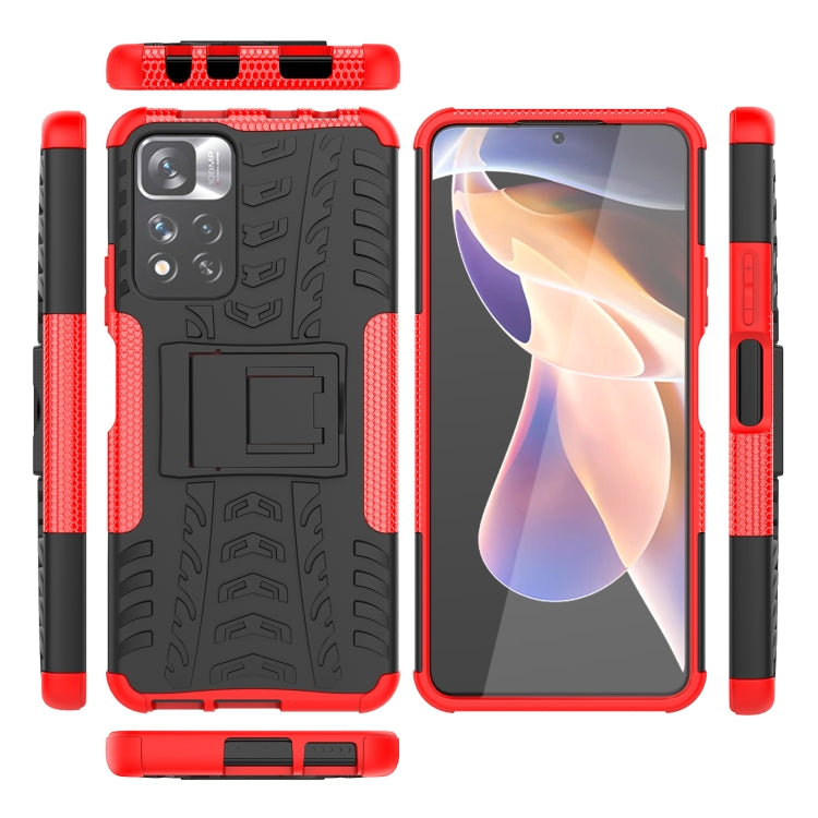 For Xiaomi Redmi Note 11 Pro (China) Tire Texture TPU + PC Phone Case with Holder