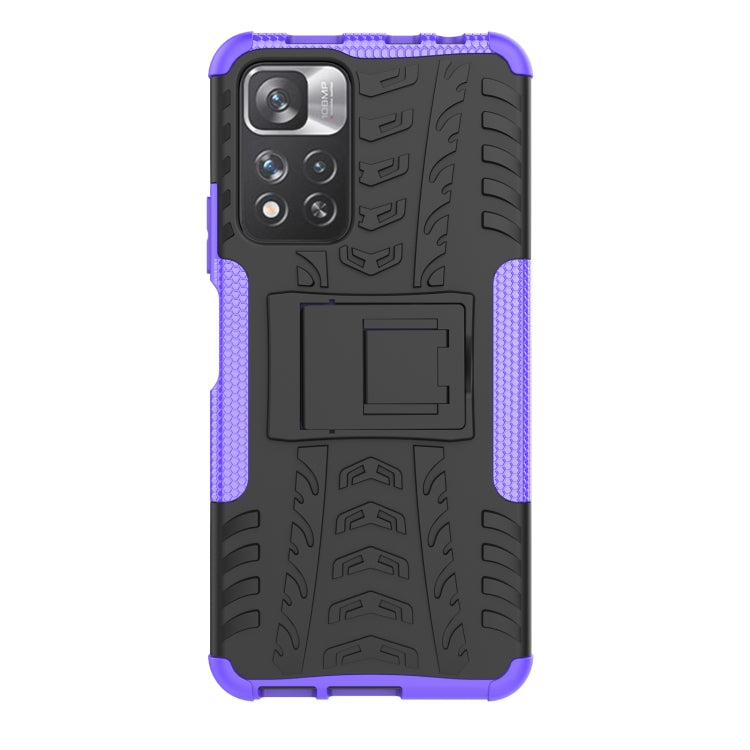 For Xiaomi Redmi Note 11 Pro (China) Tire Texture TPU + PC Phone Case with Holder