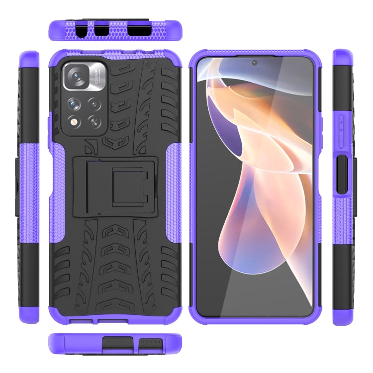For Xiaomi Redmi Note 11 Pro (China) Tire Texture TPU + PC Phone Case with Holder