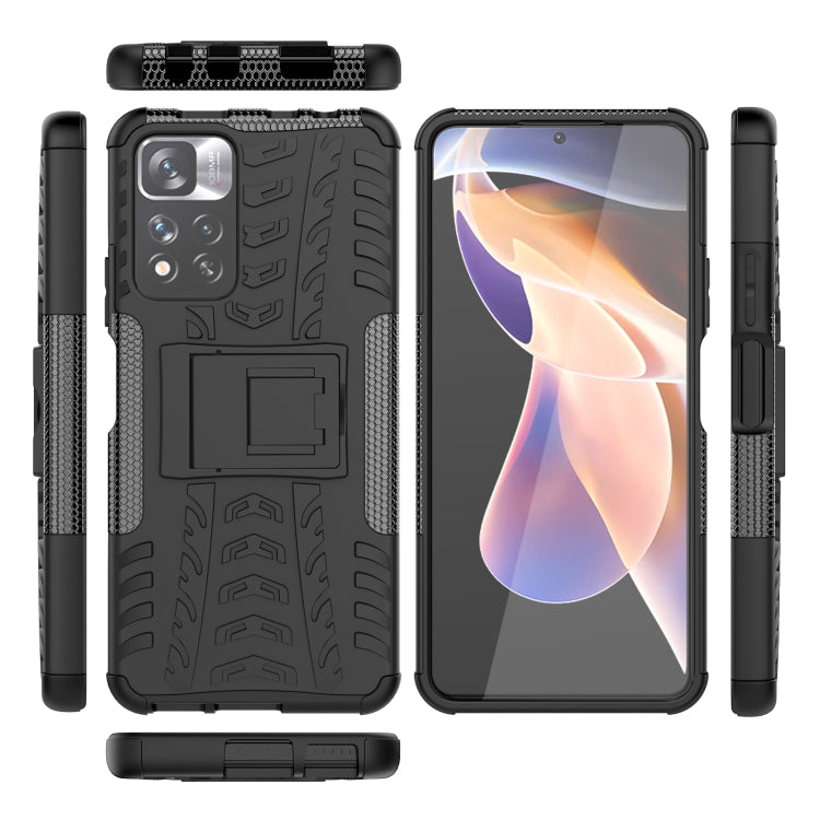 For Xiaomi Redmi Note 11 Pro (China) Tire Texture TPU + PC Phone Case with Holder