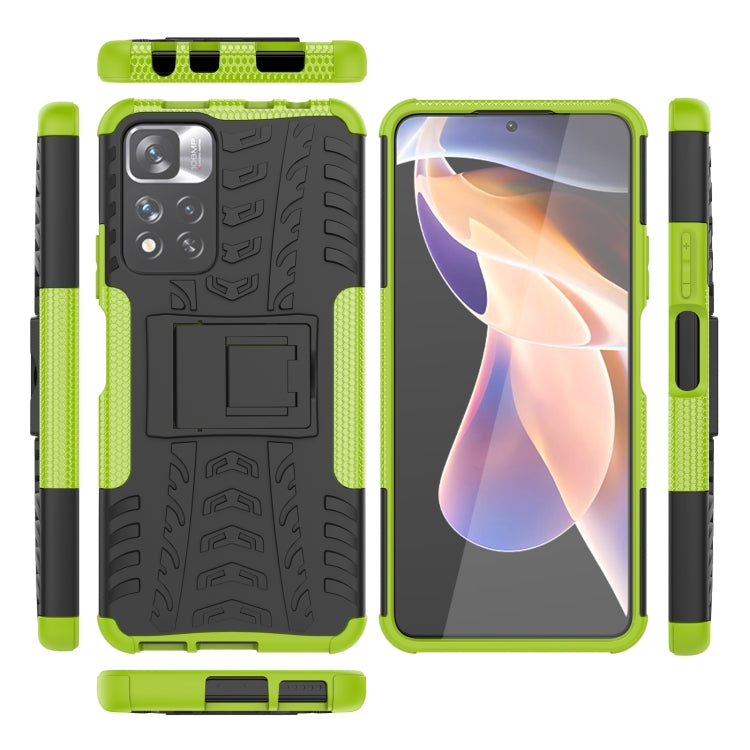 For Xiaomi Redmi Note 11 Pro (China) Tire Texture TPU + PC Phone Case with Holder