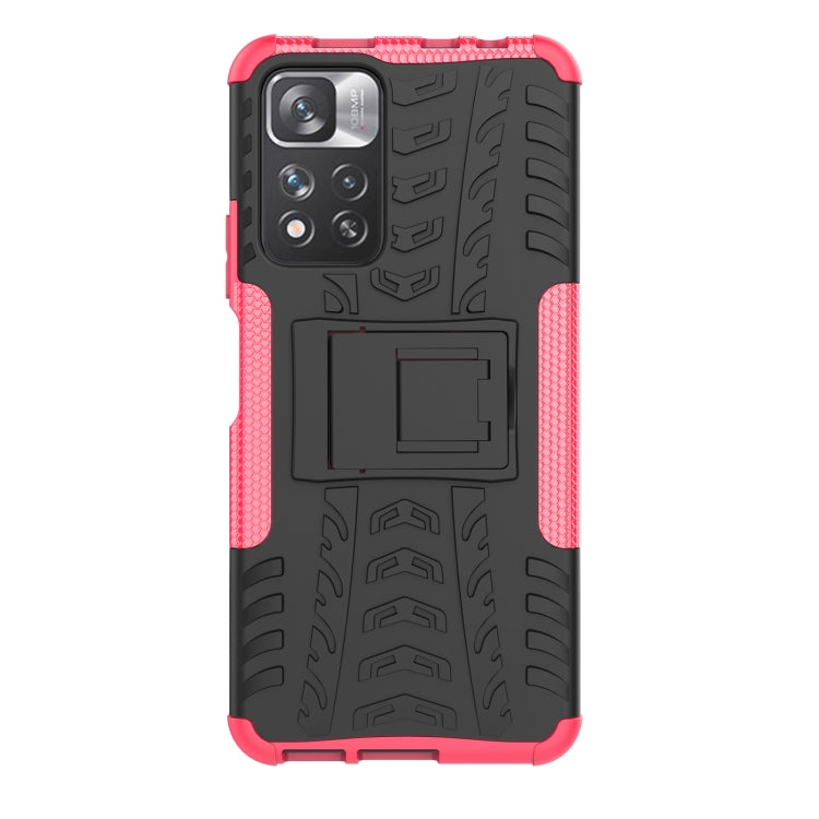 For Xiaomi Redmi Note 11 Pro (China) Tire Texture TPU + PC Phone Case with Holder