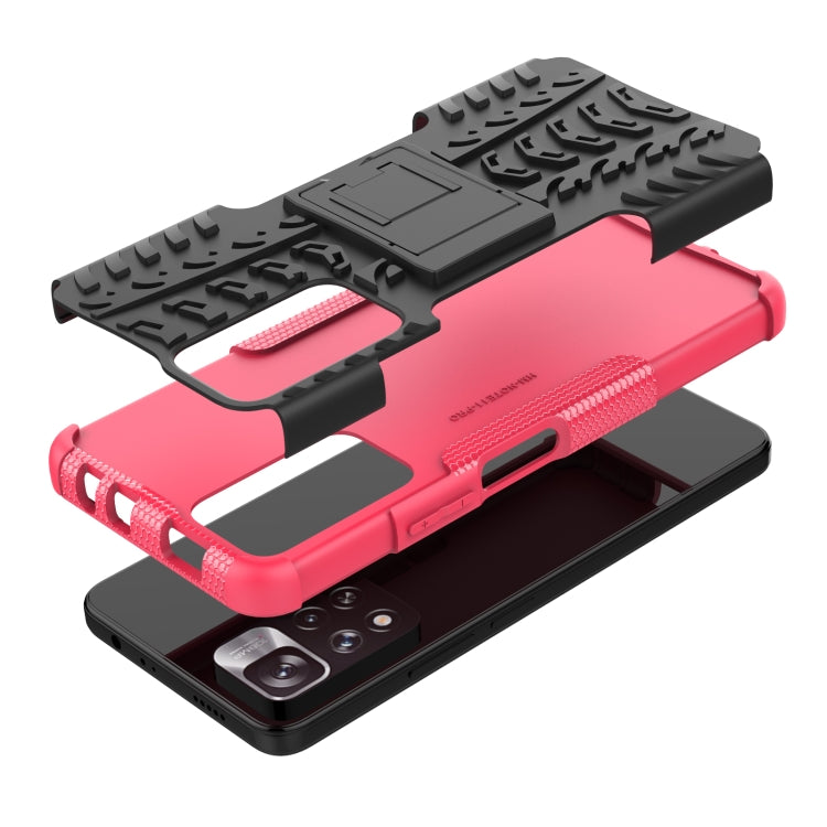 For Xiaomi Redmi Note 11 Pro (China) Tire Texture TPU + PC Phone Case with Holder