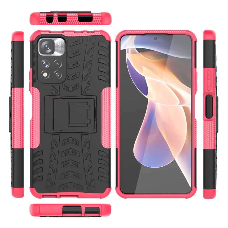 For Xiaomi Redmi Note 11 Pro (China) Tire Texture TPU + PC Phone Case with Holder