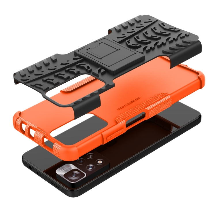 For Xiaomi Redmi Note 11 Pro (China) Tire Texture TPU + PC Phone Case with Holder