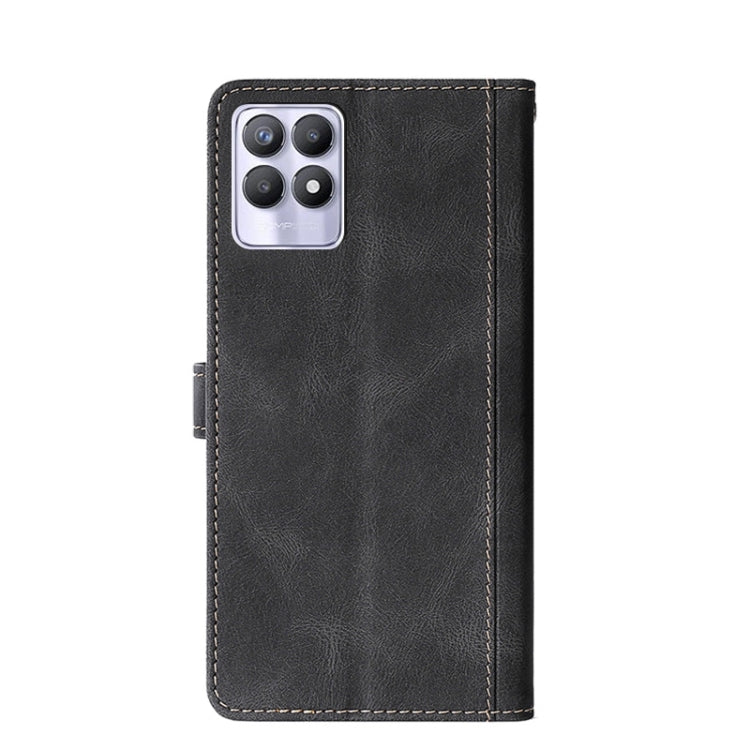 For OPPO Realme 8i Stitching Skin Feel Magnetic Buckle PU Leather Phone Case