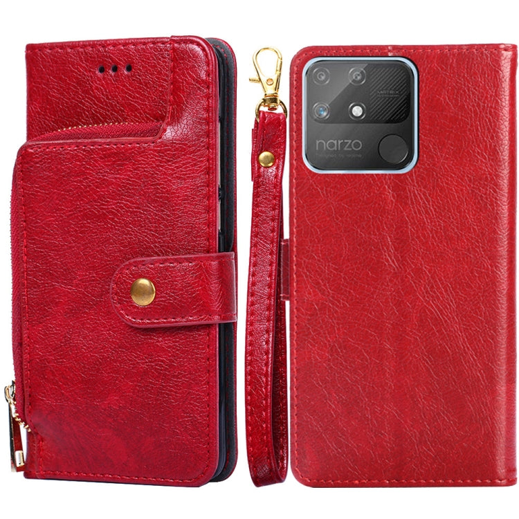 For OPPO Realme Narzo 50A Zipper Bag Leather Phone Case