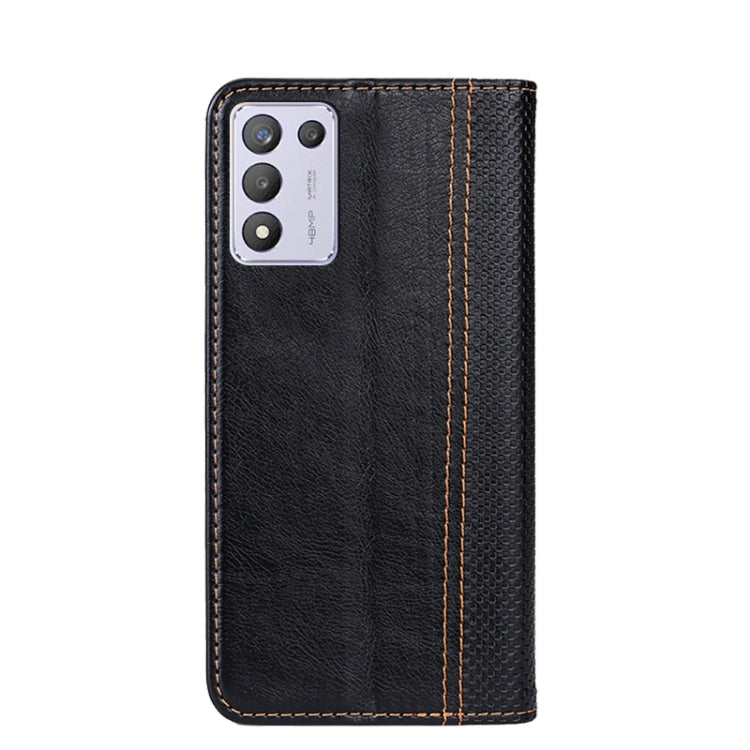 For OPPO K9S / Realme Q3S Grid Texture Magnetic PU + TPU Leather Phone Case