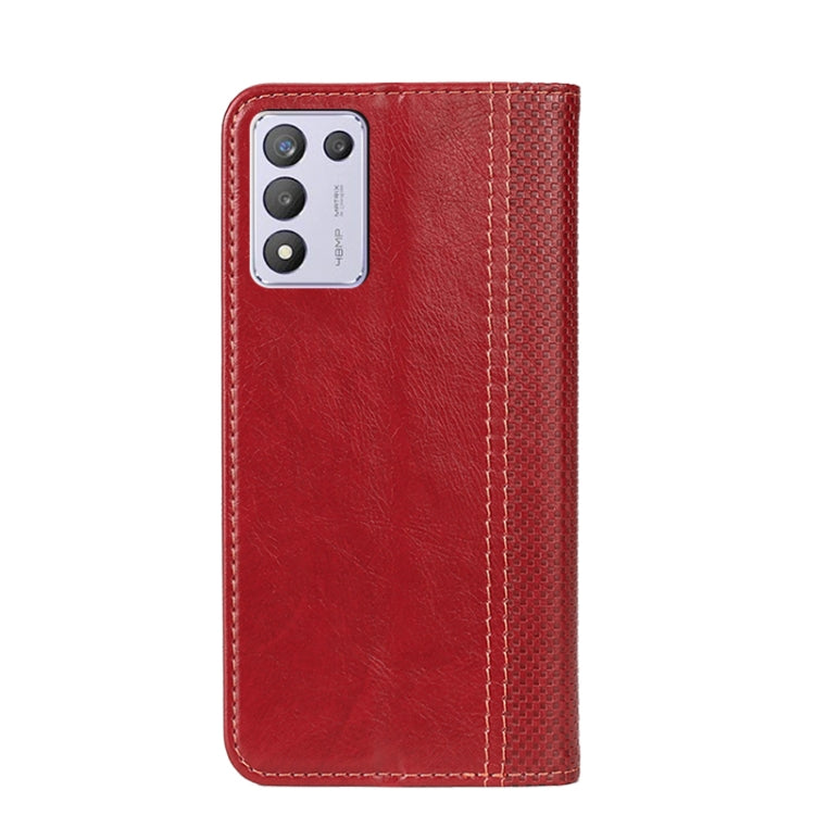For OPPO K9S / Realme Q3S Grid Texture Magnetic PU + TPU Leather Phone Case